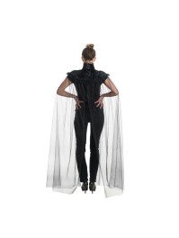 VELVET COLLAR CAPE WITH REMOVABLE TULE 160CM 