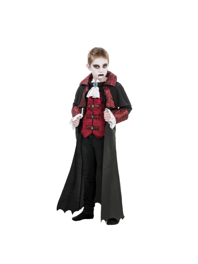 VAMPIRE COSTUME WITH CUFFS 140CM