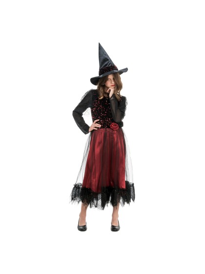 BURGUNDY LUCINDA WITCH WITH HAT 116CM