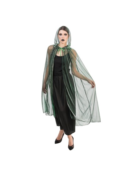 GREEN IRIDESCENT CAPE WITH HOOD ONE SIZE - 120CM