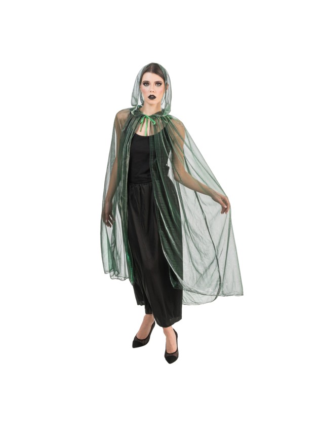 GREEN IRIDESCENT CAPE WITH HOOD ONE SIZE - 120CM