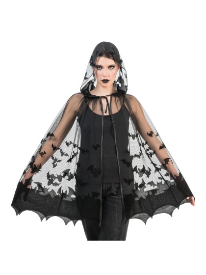 CAPE A CAPUCHE CHAUVE-SOURIS NOIR TU - 78CM
