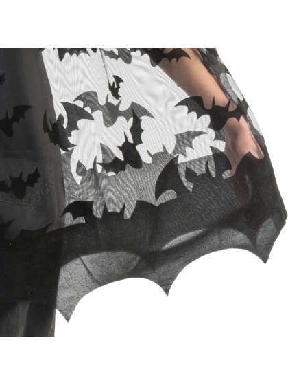 BLACK BAT CAPE WITH HOOD ONE SIZE - 78CM