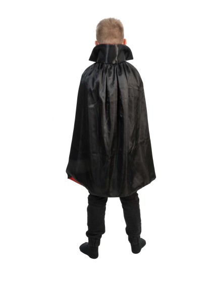 KID REVERSIBLE BLACK AND RED SATIN CAPE ONE SIZE - 75CM