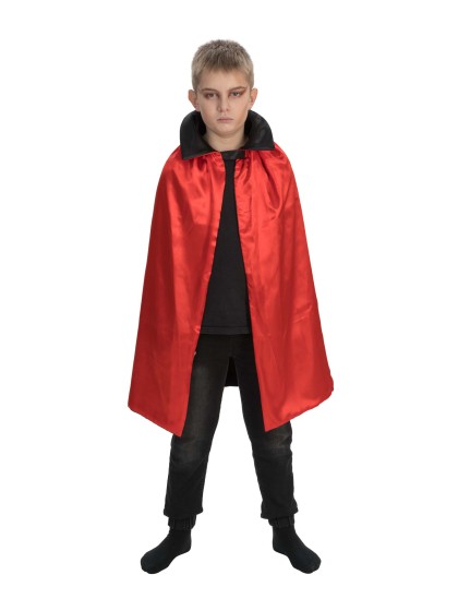 UMHANG WENDBAR SATIN ROT UND SCHWARZ KIND Einheitsgröße - 75CM