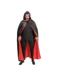 UMHANG WENDBAR KAPUZE SATIN ROT UND SCHWARZ ERWACHSENE Einheitsgröße - 150CM