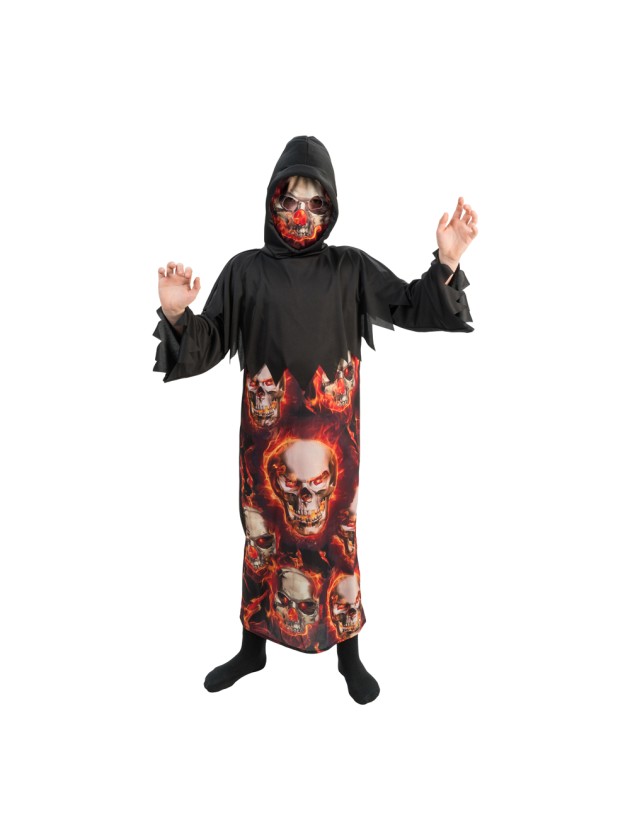 FIRE SKULL COSTUME 2 PIECES ONE SIZE KID