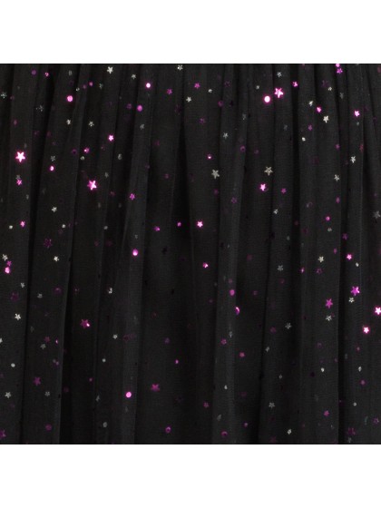 JUPE LONGUE TULLE NOIR SEQUINS VIOLETS L-XL