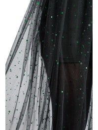 JUPE LONGUE TULLE NOIR SEQUINS VERTS L-XL