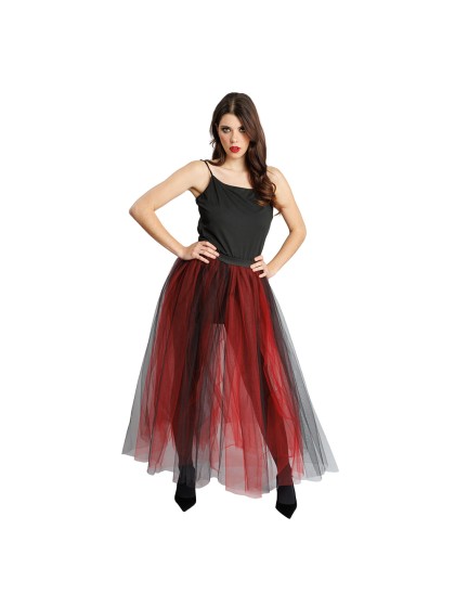 BLACK AND RED LONG TULLE SKIRT S-M