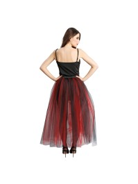BLACK AND RED LONG TULLE SKIRT S-M