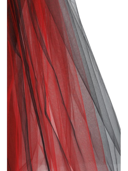 BLACK AND RED LONG TULLE SKIRT S-M