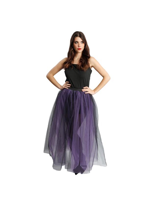 JUPE LONGUE TULLE NOIR ET VIOLET L-XL