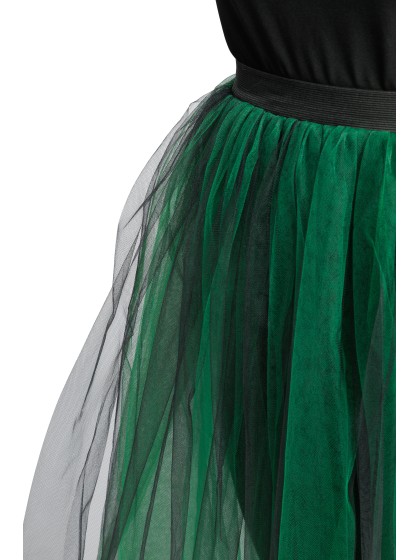 BLACK AND GREEN LONG TULLE SKIRT L-XL