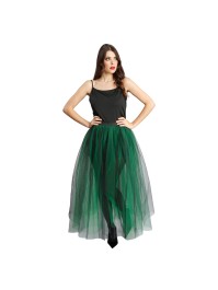 BLACK AND GREEN LONG TULLE SKIRT S-M