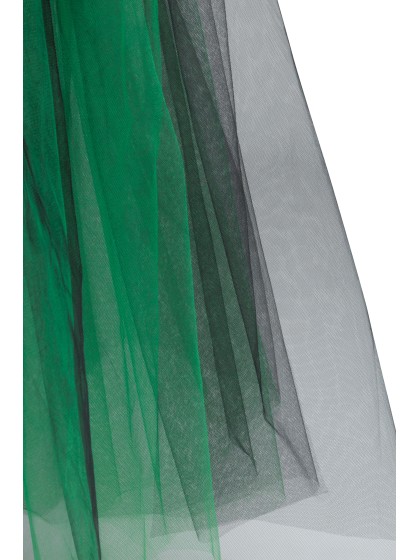 BLACK AND GREEN LONG TULLE SKIRT S-M