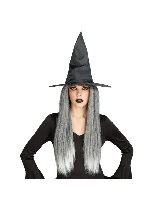 GREY HAIR WITCH WIG 55CM
