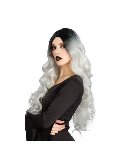 PERÜCKE AUS HEXE GLAMOUR HAAR GRAU OMBRE 65CM