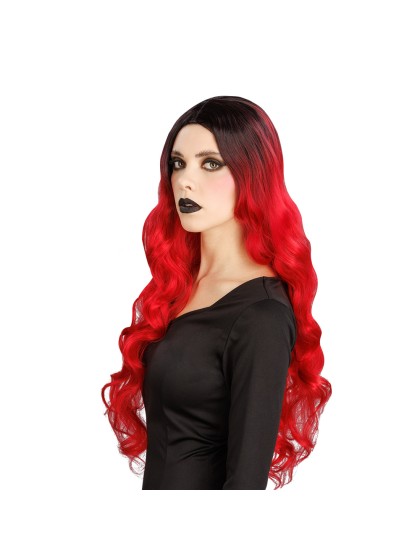 PERRUQUE DE SORCIERE GLAMOUR CHEVEUX ROUGES OMBRE 65CM