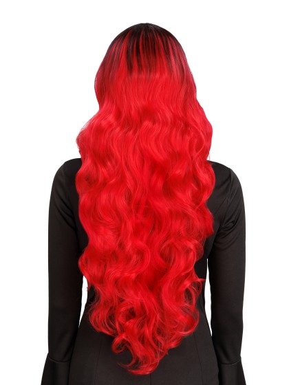 PERRUQUE DE SORCIERE GLAMOUR CHEVEUX ROUGES OMBRE 65CM