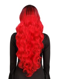 PERÜCKE AUS HEXE GLAMOUR HAAR ROT OMBRE 65CM