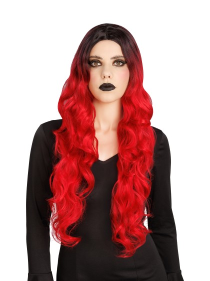 OMBRE RED HAIR GLAMOUR WITCH WIG 65CM