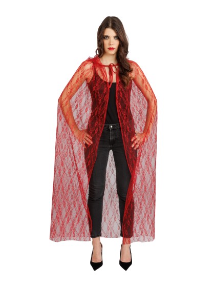 RED LACE HOODED CAPE ONE SIZE - 175CM
