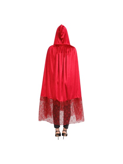 CAPE VELOURS ET DENTELLE BORDEAUX TU - 155CM