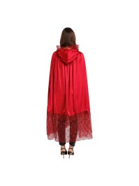 CAPE VELOURS ET DENTELLE BORDEAUX TU - 155CM