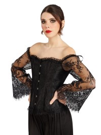 CORSET MANCHES DENTELLE NOIR S