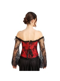 RED CORSET WITH LACE SLEEVES S