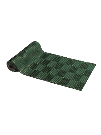 TABLE RUNNER GREEN GOLD PLEATED VELVET 28CM X 3M
