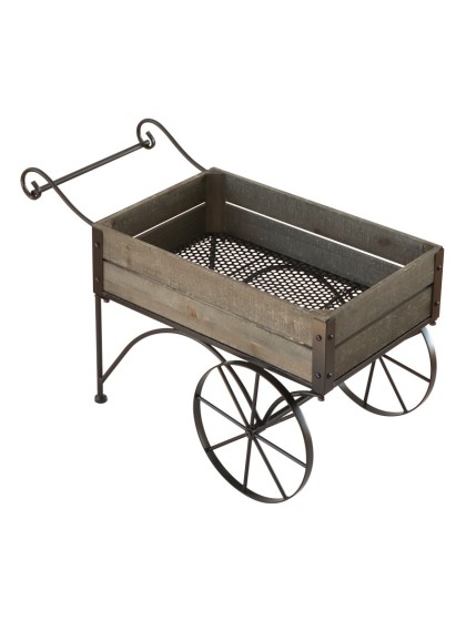 WOODEN AND METAL WHEELBARROW 63CM X 29CM X 35CM